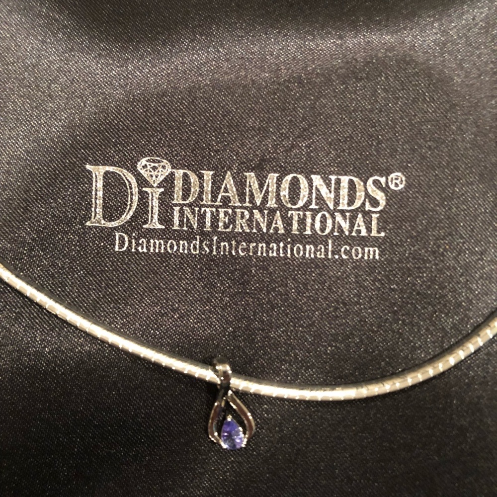 Silver Necklace with Blue Amethyst pendant . Gorgeous